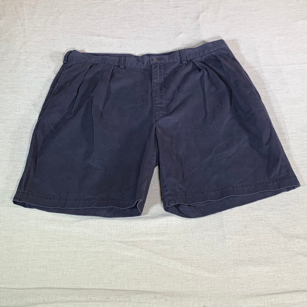 Polo Ralph Lauren Tyler Short Mens 40 Navy Blue Pleated Chino Cotton Shorts‎ - Picture 2 of 10